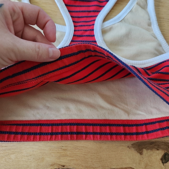 Vintage 90's Olympic Games Striped Sports Bra Red Blue USA JCpenny Size M - Picture 6 of 6